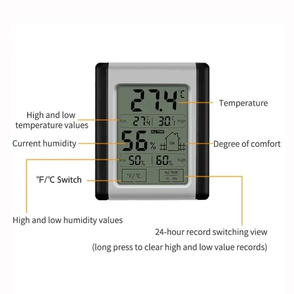ABS Material Temperature Meter  Hygrometer Electronic Thermometer  Living Space