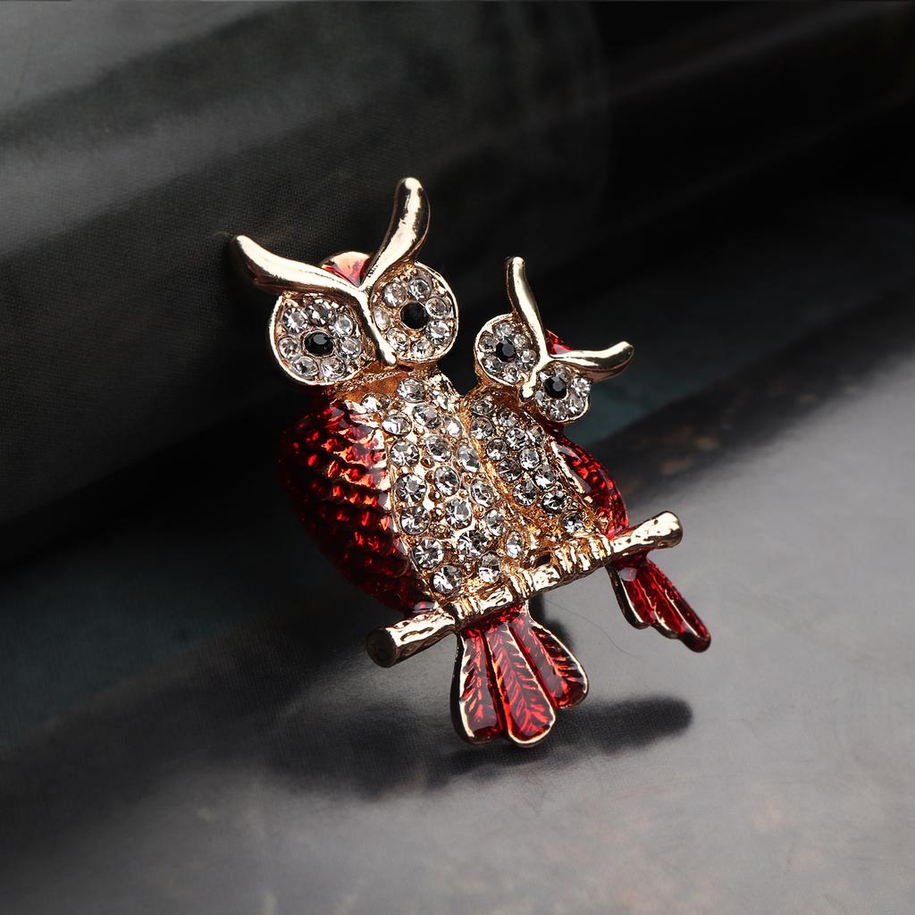 Cute Owl Brooch For Women - Rhinestone Animal Jewelry Pin For Scarves & Hats - View #2