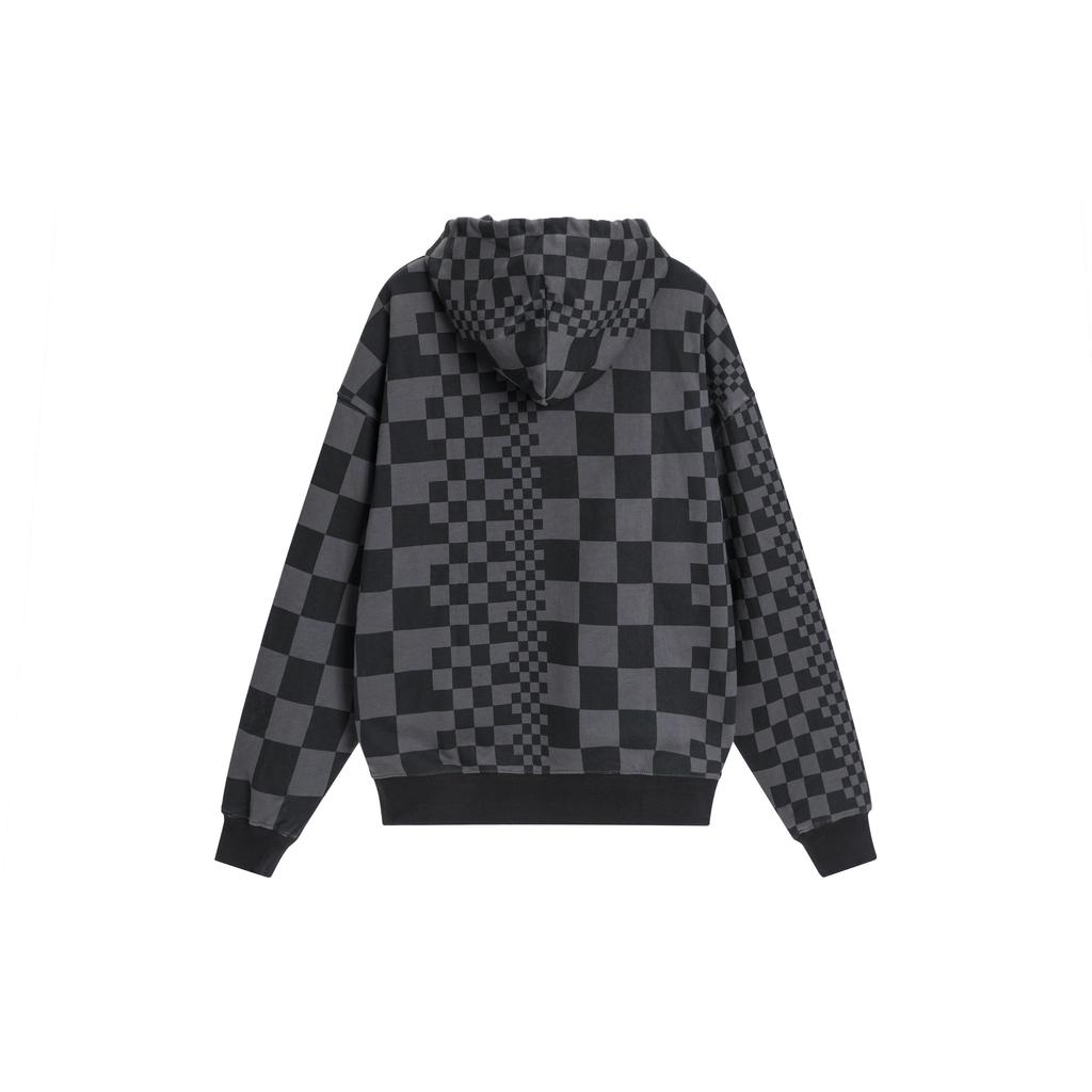 Vans Písmenové logo Nepravidelná šachovnica Mikina s kapucňou Unisex Mikiny Hmlisto sivá VN0A7YIZYC7