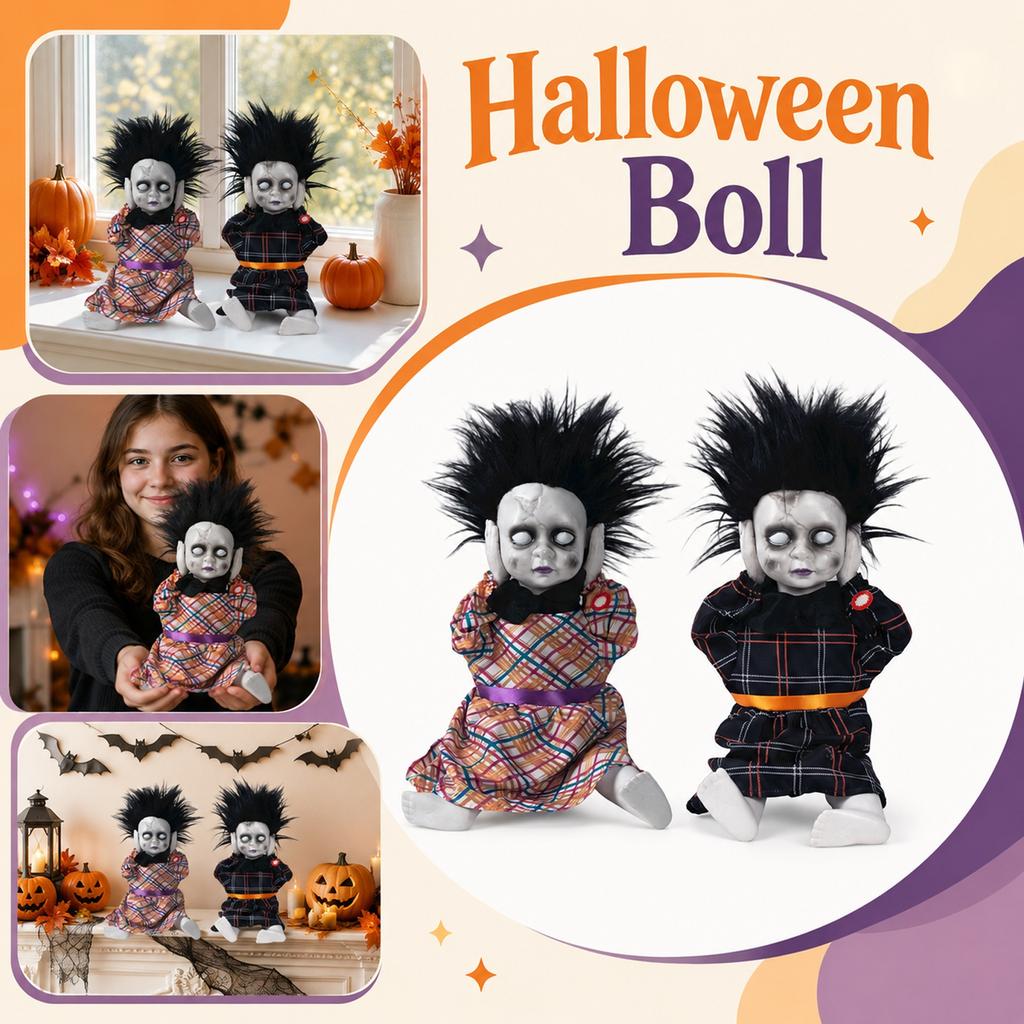 Muñeca Animatrónica de Halloween con Efectos de Luz y Sonido para Decoración de Fiesta en Casa