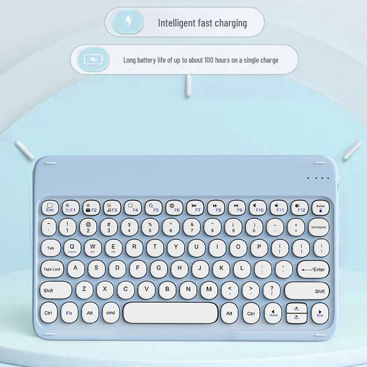Wireless Bluetooth Keyboard with Round Keycaps for Apple & Huawei Tablets/Phones