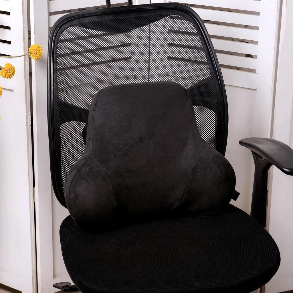 Forbell Lumbar Support Pillow for Office Chairs and Car Memory Foam Back Cushion for Lower Back Pain Soft Suede Ergonomic Back Support for Desk and