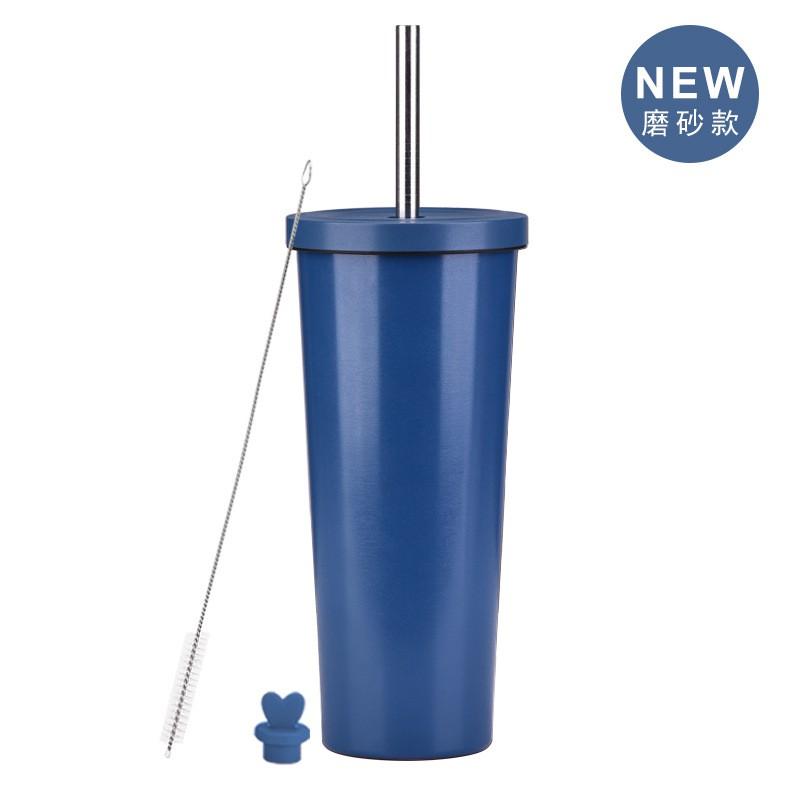 830ml Stainless Steel Insulated Tumbler With Wide Opening Straw Lid Bubble Tea Coffee Water Vacuum Thermos Cup Office