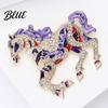 Elegant Horse Accessory Colorful Brooch Rhinestone Encrusted Alloy Lapel Pin