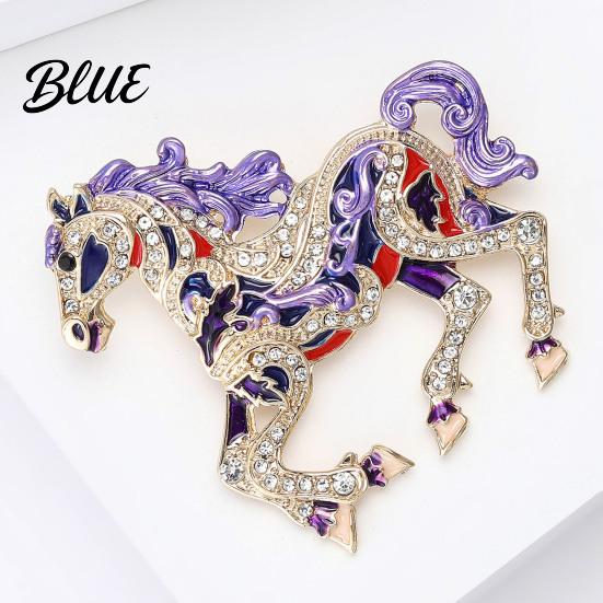 Elegant Horse Accessory Colorful Brooch Rhinestone Encrusted Alloy Lapel Pin