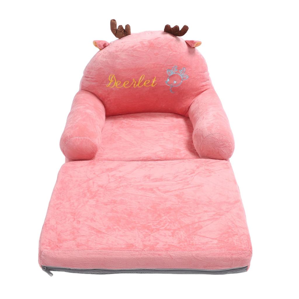 Foldable Sofa Cute Cartoon Shape Comfortable Multifunctional Kids Couch Fold Out for Home Kindergarten 2 Folds