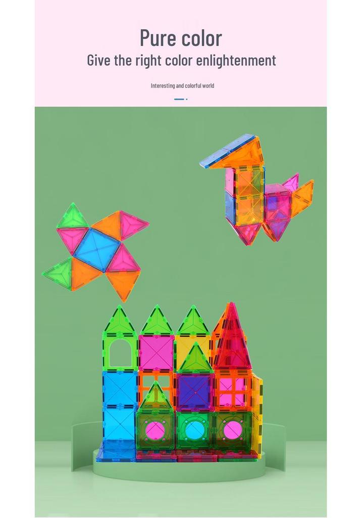 Colorful Stained Glass Magnetic Building Blocks for Children - Strong Magnetic Toy Pieces