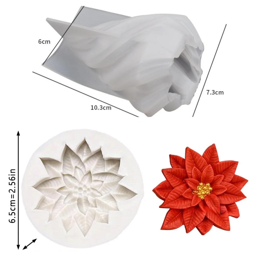 3D Weihnachtsbaum Silikonform Wiederverwendbar Hitzebeständig Geometrische Stechpalmenfruchtform für Resin Seife Ton Kerze DIY Handwerk