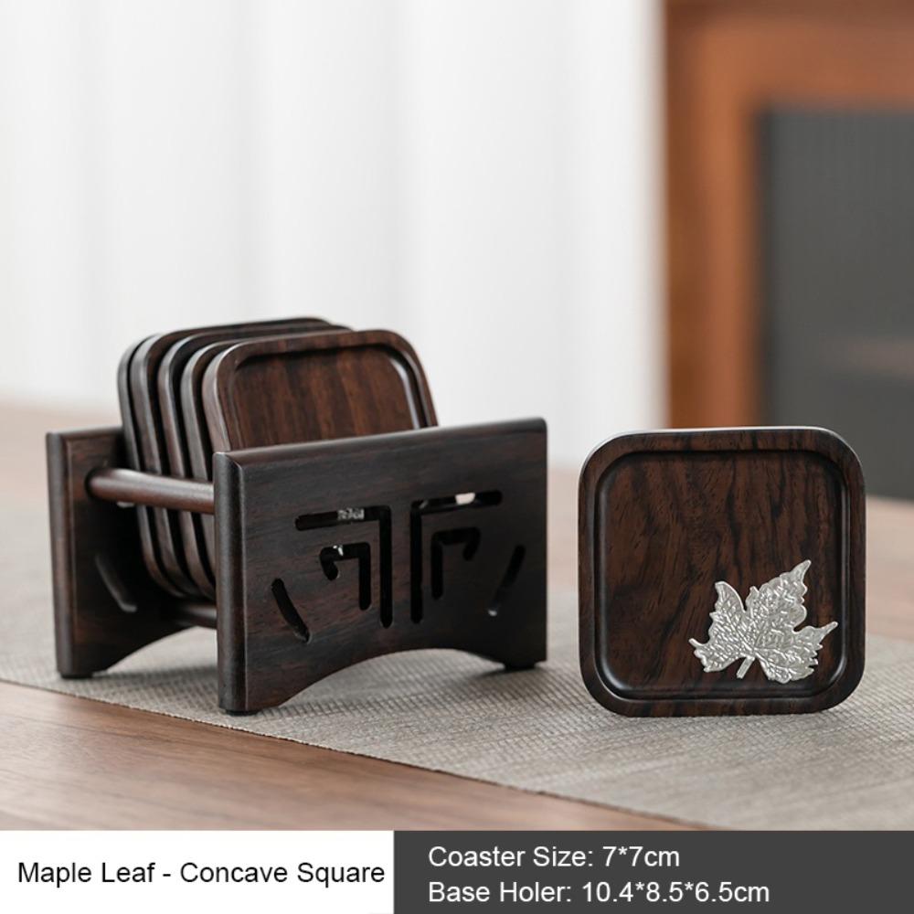 High-End Black Sandalwood Coaster Heat Insulation Heat Resistant Cup Mat Tea Ceremony Accessories Tea Tray Dining Table