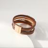 Bohemian Style Multi-layer PU Leather Bracelet Women's Leaf Magnet Buckle Jewelry Accessories