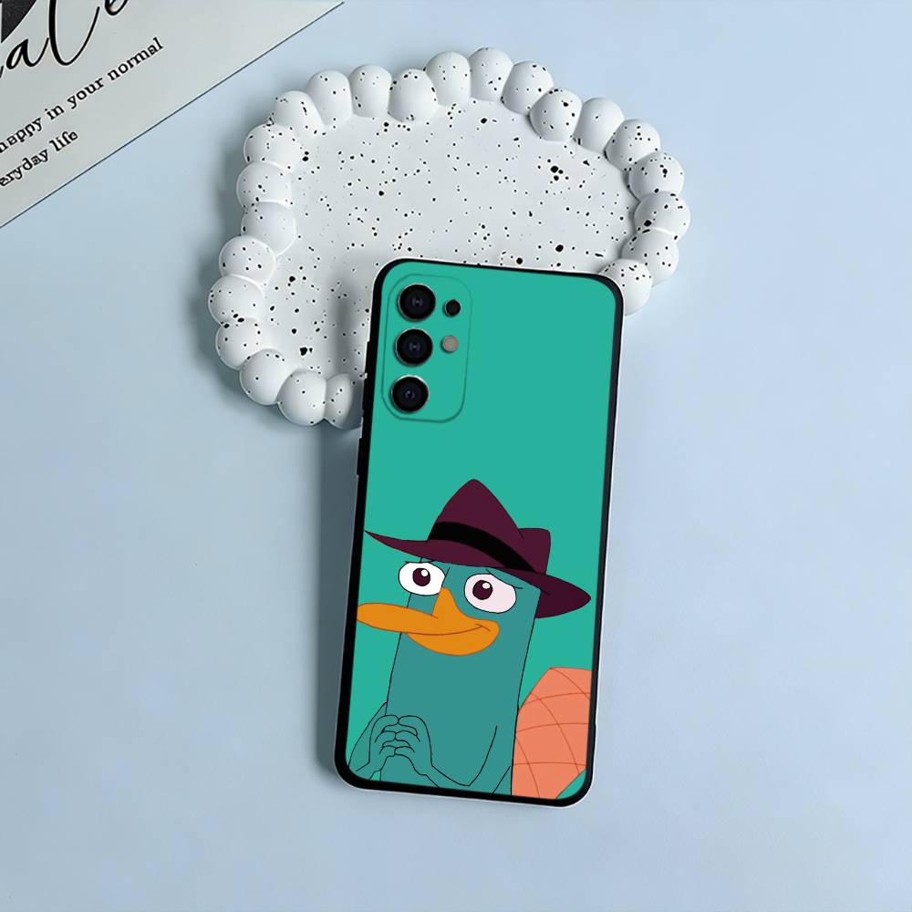 P-Perry The P-Platypus Black Soft Silicone Phone Case for Samsung S25, S24, S21, S22, S23, S30, Ultra, S20, Plus, FE, Lite
