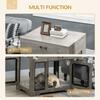 Dog Cage End Table with Two Doors, Drawer, for Medium Dogs - Grey