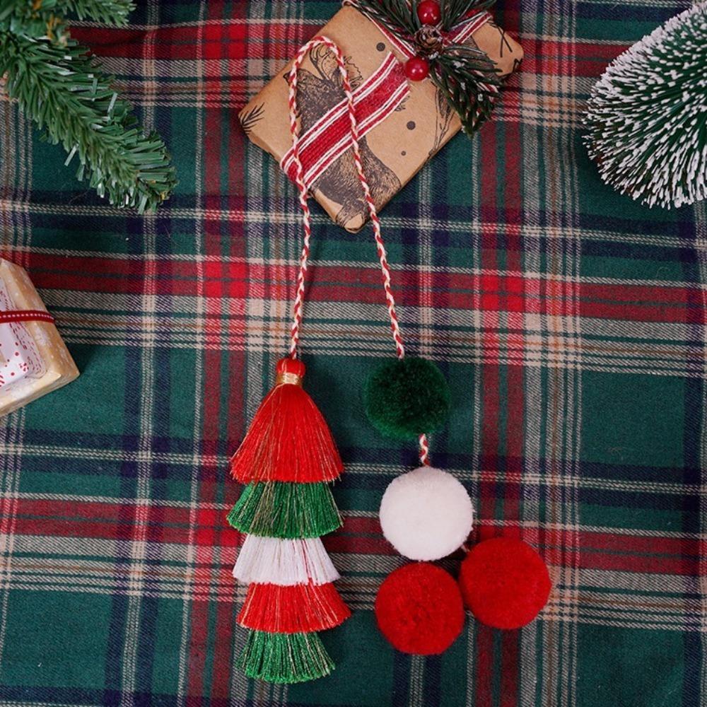 

Cute 5 Layered Tassel Pendant Christmas Ethnic Style Key Chain Fringe Braid Rope Bag Charms Unisex