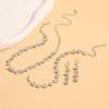 Silver Diamond Necklace Earrings Bracelet Three-piece Set
