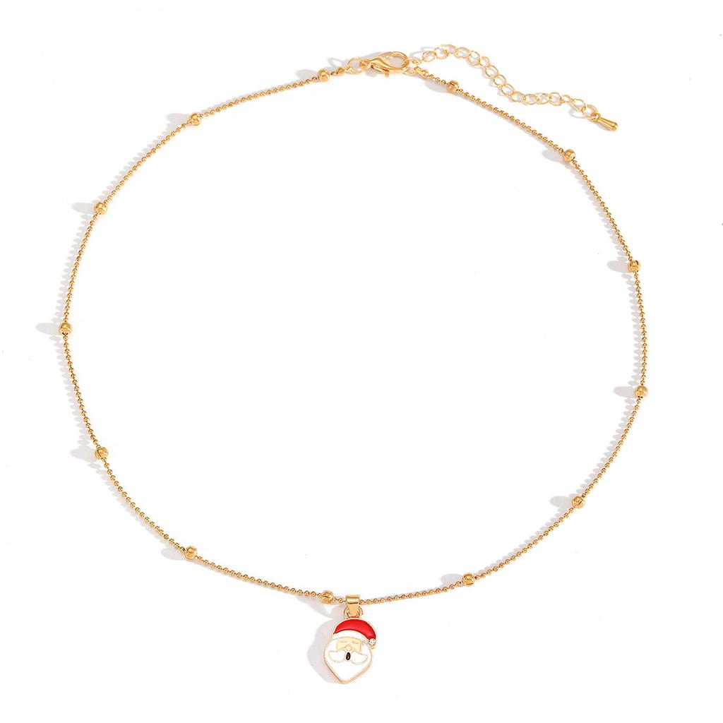 Christmas Necklace Hot-selling Fashion Dripping Oil Snowflake Bell Christmas Tree Pendant Simple Versatile Item