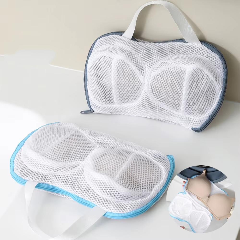 1/2pcs Home Use Bra Washing Bag Prevents Deformation Zippered Foldable Special Cleaning Bag Thickened Coarse Mesh Underwear Pock