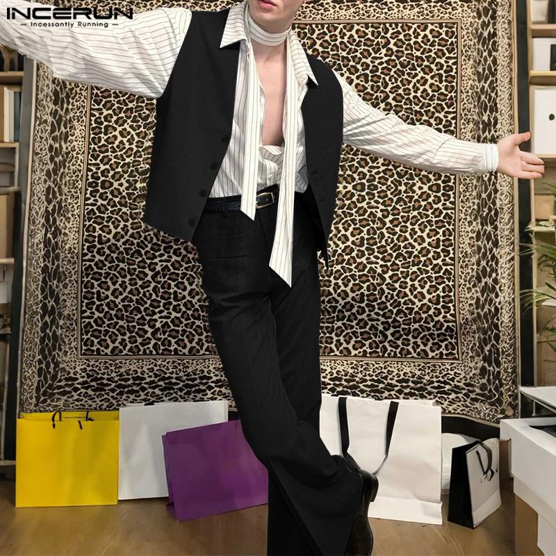 INCERUN Men Sleeveless V Neck Buttons Up Waistcoat and Long Pants Outfits Sets