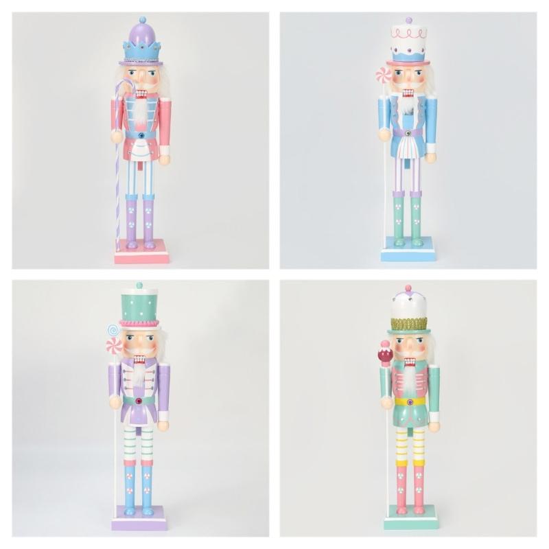 Elegant Wood Nutcrackers Ornament Stylish 50CM Nutcrackers Figure Decoration from Candy Series for Desk or Mantels