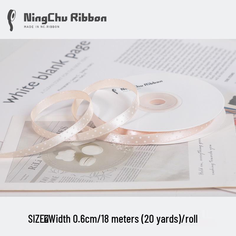 0.6cm Polka Dot Satin Ribbon for Gift Wrapping and DIY Crafts with Flower Bouquet Design