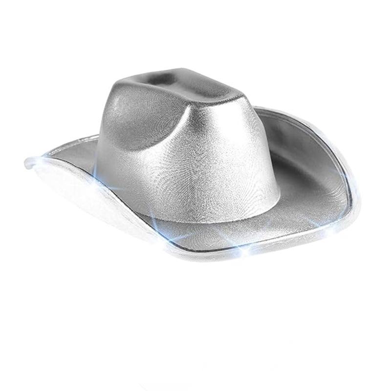 Space Cowgirl Hat Festive Shiny Cowboy Hat Light Up Cowgirl Hat Led For Parades Western Themed Parties Festive Dress-Up