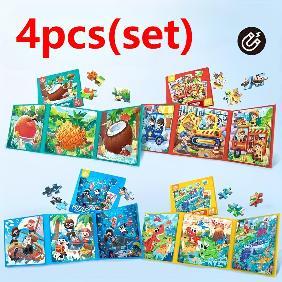 Foldable Magnetic Puzzles for Toddlers Travel Entertainment Cartoon Toys Car Airplane Road Trip Activities Games Birthday Gifts