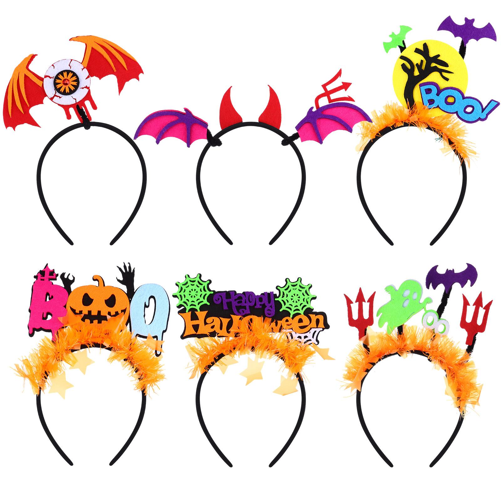 

6 Pcs Halloween Headbands Fluorescence Eyeball Bat Spider Ghost Pumpkin Head Wears For Party Supply Fancy Dress Cosplay Decor різнокольоровий