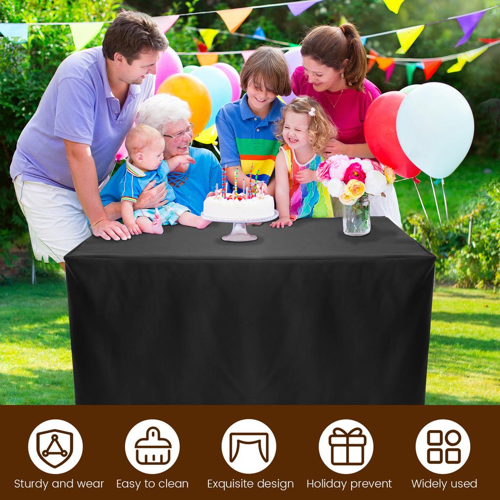 Table Cover Double Satin Open Back Fitted Table Cloth Machine Washable Square Tablecloth Decorative for Party Banquet Exhibition