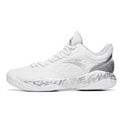 A Shock Synthetic Leather Cushioning Slip Resistant Abrasion Resistant Low Top Basketball Shoes Men's Gray White 112031605-5