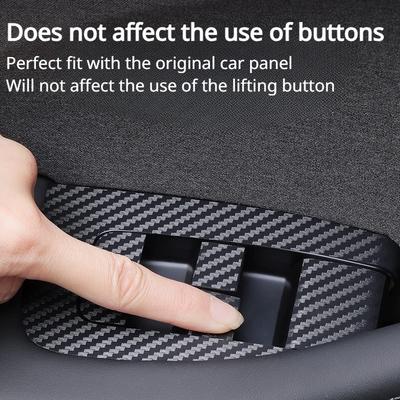 Pro Tesla Model 3+ Highland 2024 Carbon Fiber Window Zvedací tlačítko Nálepka na ovládacím panelu Tlačítko ozdobného krytu pro Model 3+