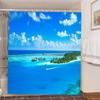 Seaside Sea Beach Sea Wave Coconut Tree Shower Curtains Bathroom Curtain Fabric Waterproof Polyester Bath Curtain With Hooks
