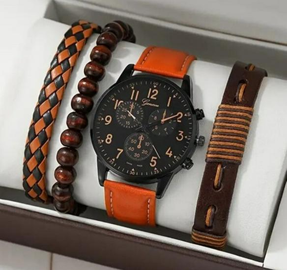 Men's 3-Piece Business Gift Set: Watch, Bracelet, and Necklace for Holidays or Birthdays