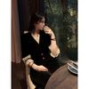 Velvet Autumn and Winter Women's Clothing High-end Spring and Autumn New Formal Settings Dress Small Black Dress
