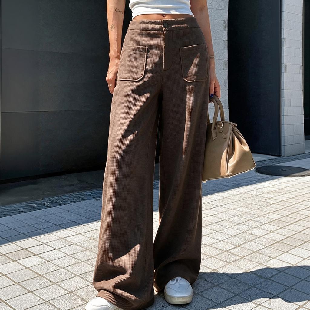 Women's Casual Loose Fit Knit Wide Leg Pants, Multi-Color Trousers for Everyday Wear