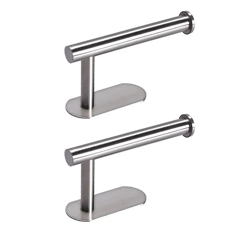 Suport hârtie igienică fără găurire SUS304 Dispenser autoadeziv de perete din oțel inoxidabil pentru prosoape pentru baie, bucătărie