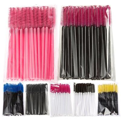 50-pack Färgade Spiralformade Ögonfrans- och Ögonbrynspenslar - Portabla och Engångsbruk