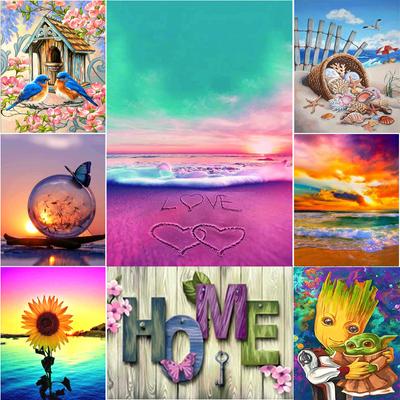 5D DIY Diamond Painting Love Beach Scenery Diamond Embroidery Cross Stitch Kit Rhinestone Mosaic Home Decor