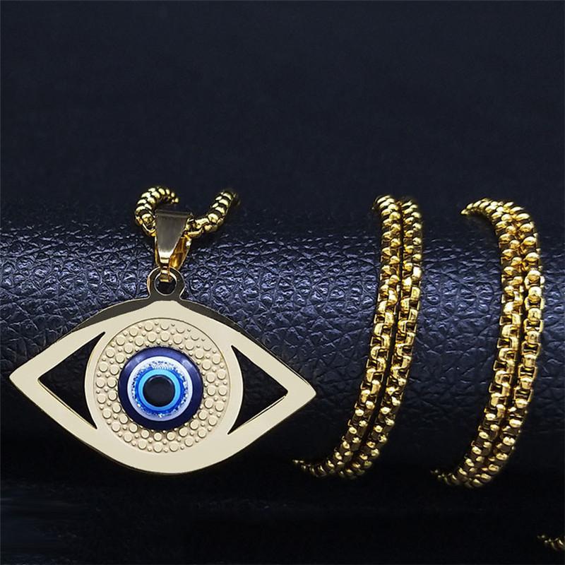 1 Stück Böse Blaue Augen Halskette Edelstahl Türkische Augen Griechischer Schmuck Böse Augen