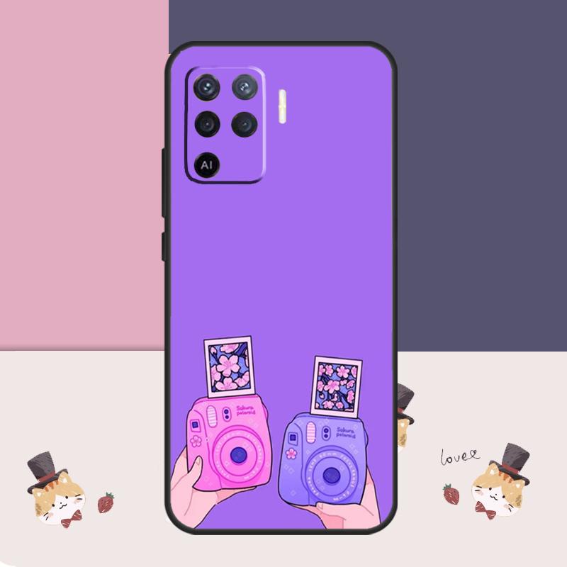 Étui Esthétique Violet Pour Oppo A38 A58 A78 A98 A54 A74 A94 A18 A57 A17 A77 A80 A60 A40 A96 A76 A16 A15 A5 Pro