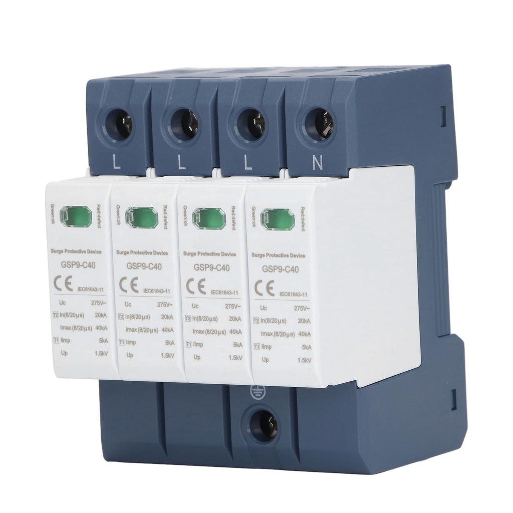 Überspannungsschutzgerät 40KA 4P SPD Protector Industrielle DIN-Schieneninstallation Wechselstrom 275V