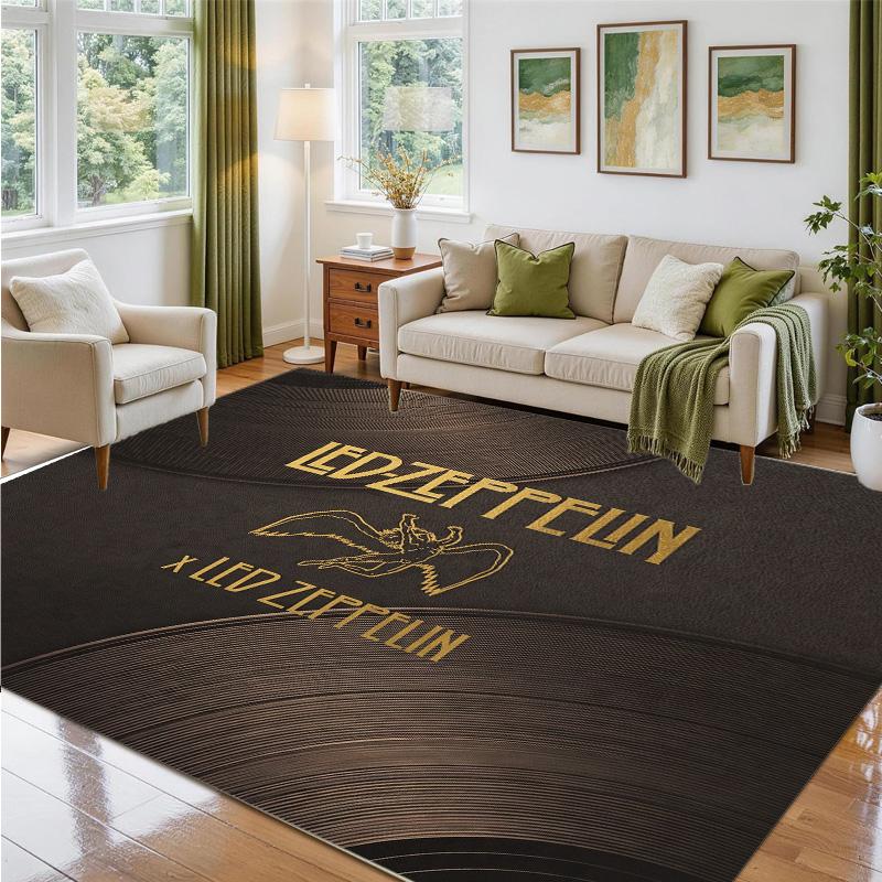 Led Zeppelin Design Crystal Velvet Rug Soft Decorative Mat for Bedroom Entrance