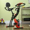 2-in-1 Folding Exercise Bike with 8-Level Magnetic Resistance, Arm Resistance Band, Pulse Sensor, Red