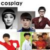 Cosplay Krátká Paruka Houbový Střih Černá Anime Postava Matthew Pruhovaná Syntetická Plná