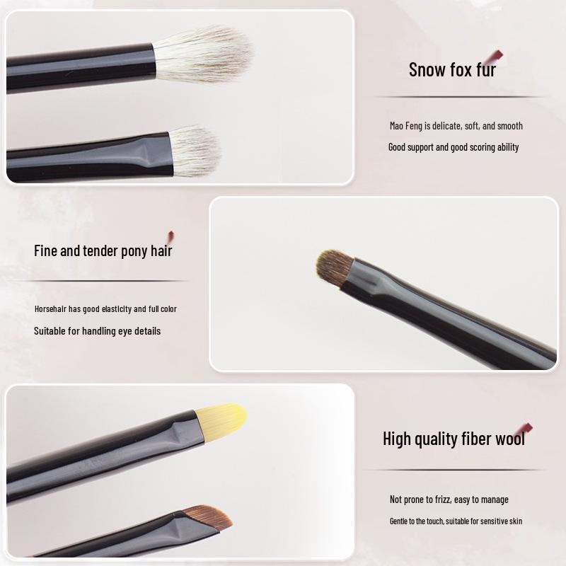 Phoenix Hall Bamboo Makeup Brush Set - Includes Small & Large Animal Hair Eyeshadow Brushes, Snow Fox Hair for Blending Detail.