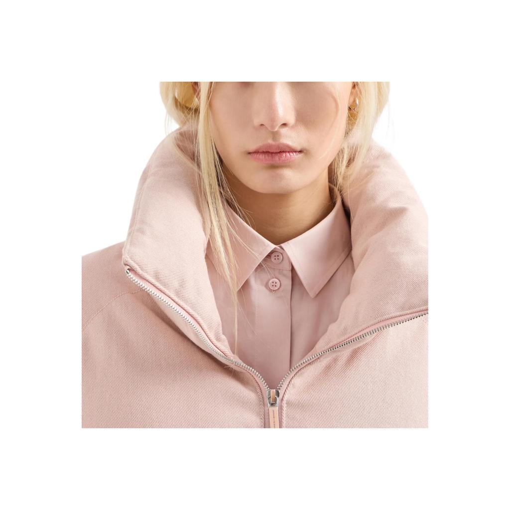 Armani Exchange Stand Collar Zipper Solid Color Long Sleeve Cotton Jacket Women Jackets Pink 6DYB10-Y19DZ-3424