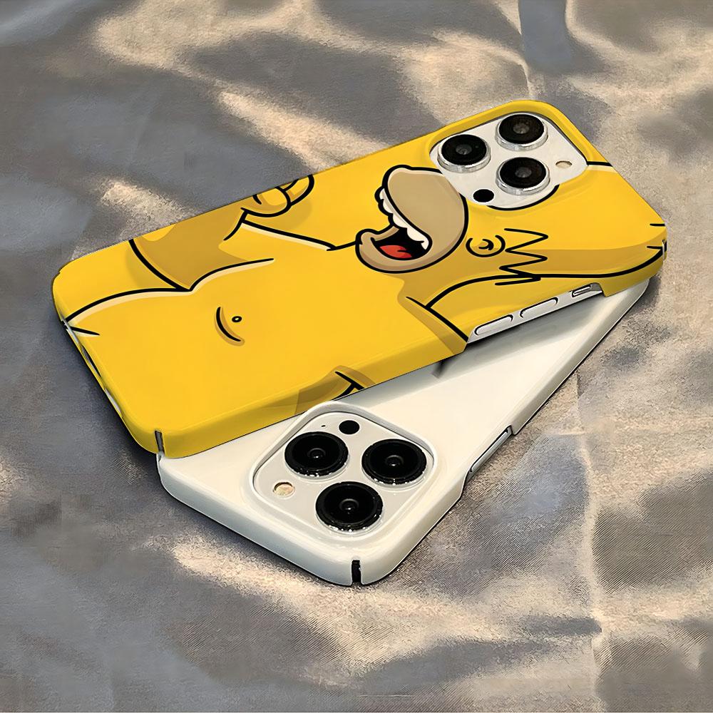 Disney Funny Cartoon Homer Simpson Family Phone Case Luxury For IPhone 16 15 14 13 12 11 Plus Pro Max Mini Glossy HD Hard Film S