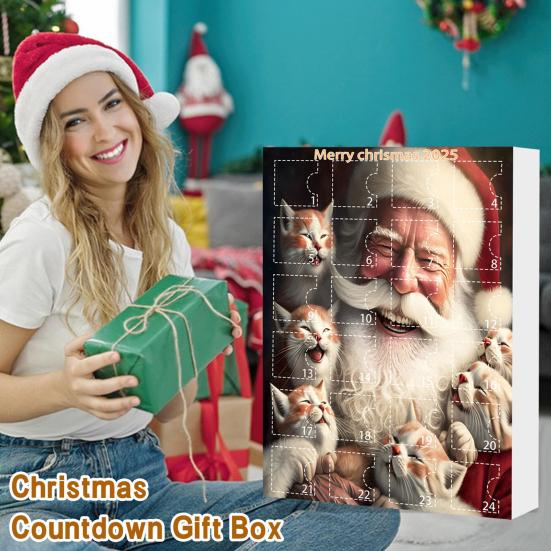 Calendar de Advent Pisică 24 Zile Calendar Numărătoare Inversă Pisică de Crăciun cu 24 Buc. Pandantive Acrilice 2D Pisică de Agățat pentru Iubitorii de Pisici