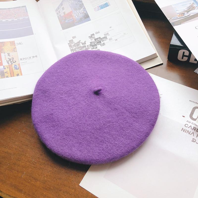 Hat Female Autumn and Winter Beret Woolen British Retro Literary and Simple Painter Hat Sweet Versatile Trendy Hat