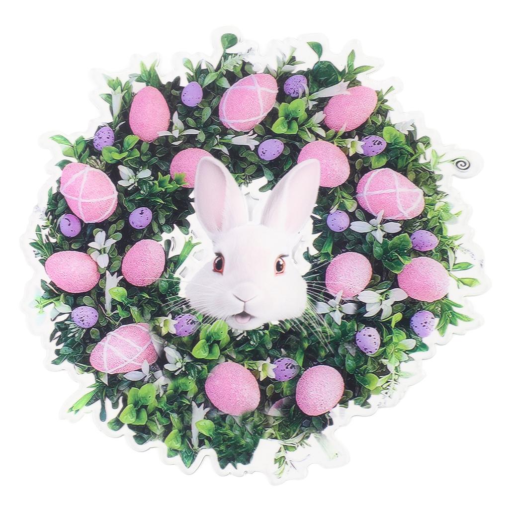Easter Bunny Wreath Hanging Artificial Decorative Easter Wreath with Eggs for Spring Front Door
