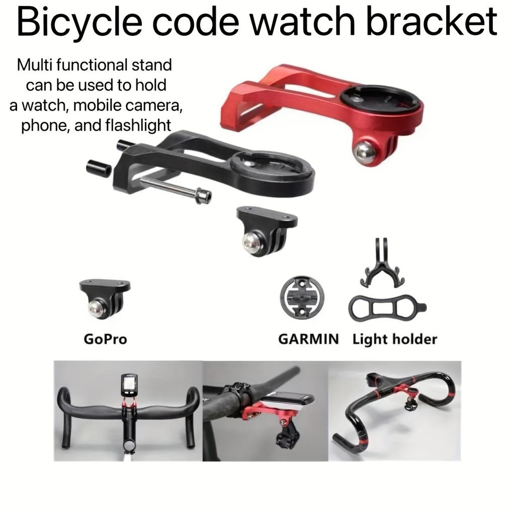 Bike Aluminum Alloy Cycling Odometer Bracket, Extension Holder For Lights, Camera, Smartphone, Flashlight, Universal Adapter Included