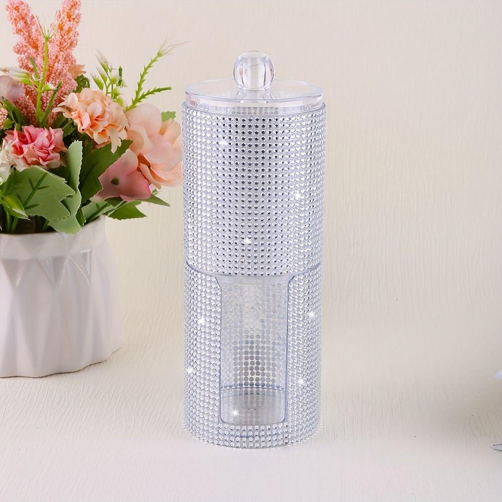 Plastic Double-Layer Cotton Swab Holder 2 in 1 Cotton Pad Organizer Bathroom